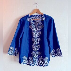 BOB MACKIE Wearable Art Blue Open Jacket
